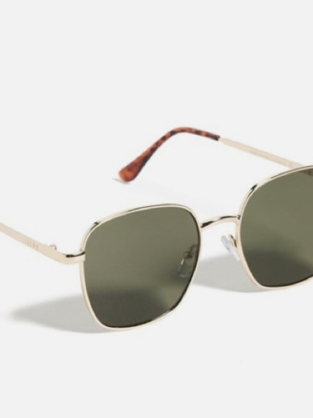 AIRE BRAND Gold Frame Square Sunglasses with Grey Lenses